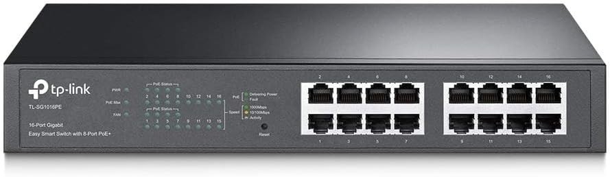TP-Link TL-SG1016PE 16 Port Gigabit PoE+ Switch 8x PoE Ports 150W Metal QoS VLAN