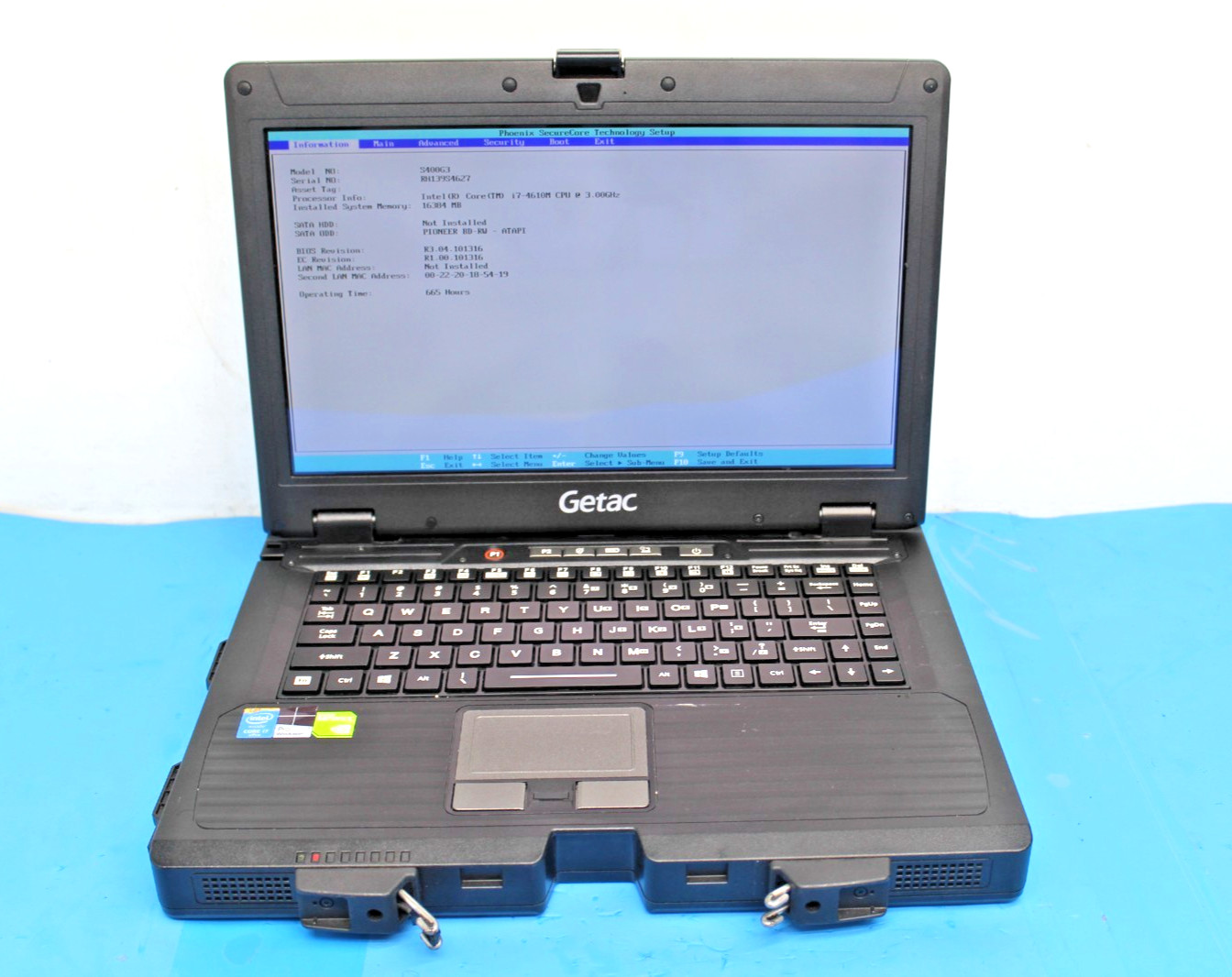 GETAC S400G3 14" I7-4610M 3.0GHz 16GB RAM BD-RW NO CADDY & HDD NO WINDOWS T9-D7