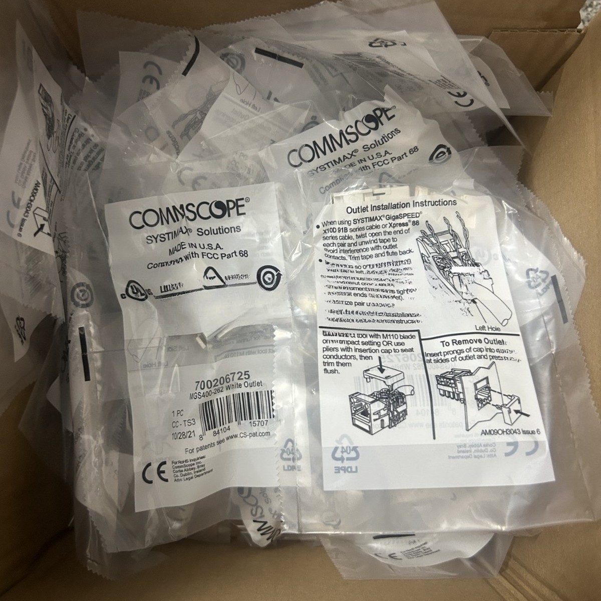 CommScope Network Jack Module CAT6 Gigabit BOX OF 25. 