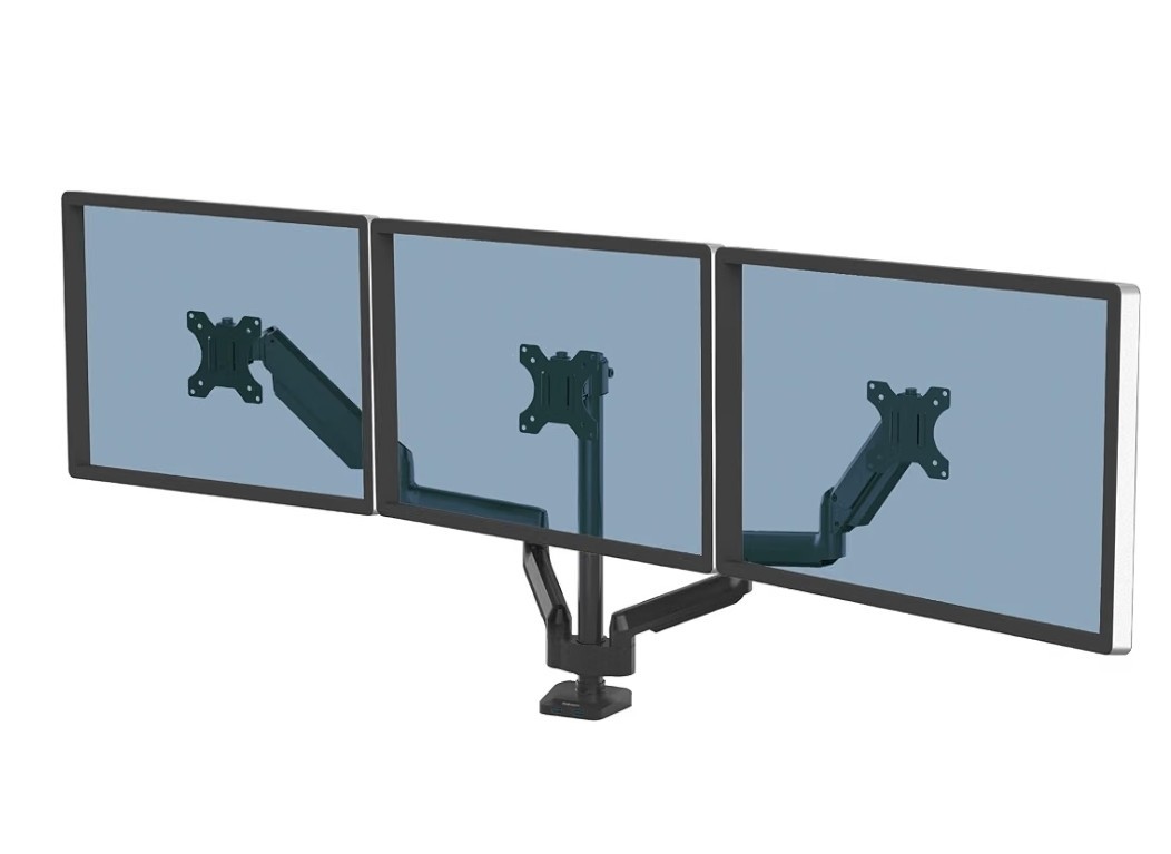 BLACK - FELLOWES PLATINUM SERIES TRIPLE MONITOR ARM FOR 27" MONITORS 8042601