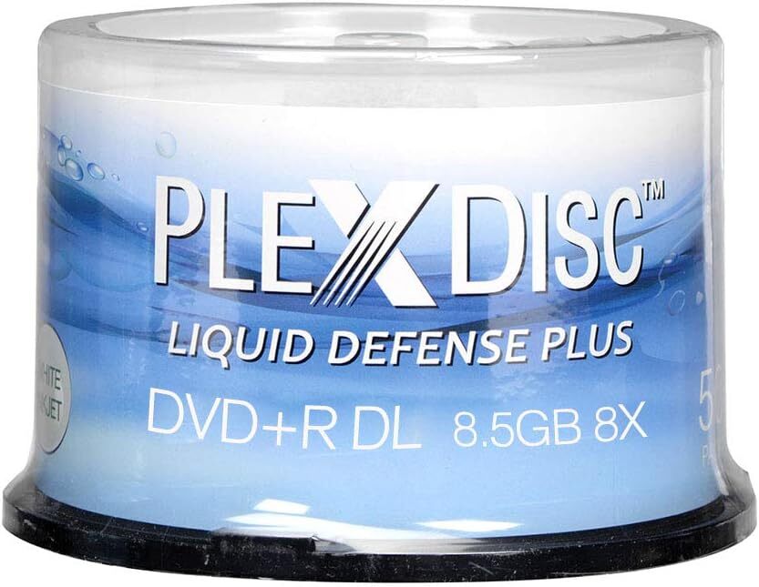 50 PC PlexDisc 8X 8.5 GB DVD+R DL Water Resistant White Inkjet Printable 608-C04
