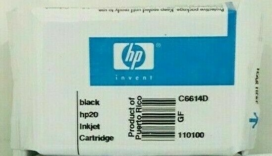 Genuine Original OEM HP 20 C6614D Black Ink cartridge for DesignJet Printer New