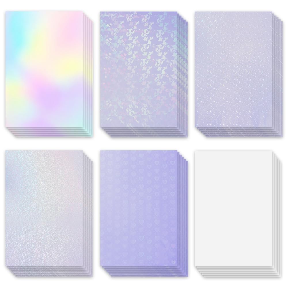 Holographic Sticker Paper, 36 Sheets Printable Vinyl Sticker Paper Waterproof...