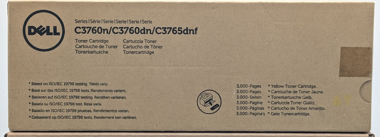 Genuine OEM Dell CT201874 (697E / 54012) Yellow Toner Cartridge C3760n C3760dn