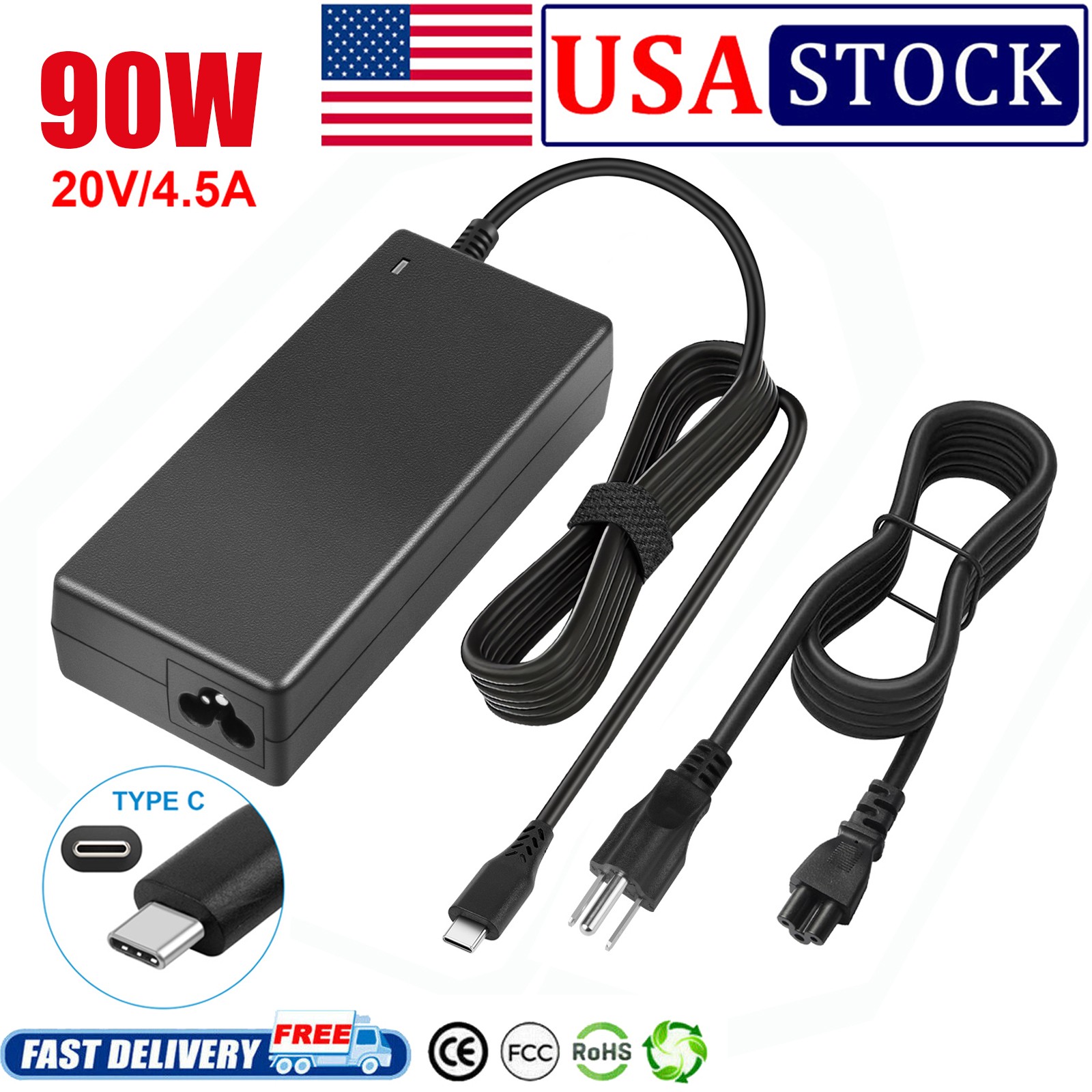 For Lenovo 90W Charger USB-C Power AC Adapter ThinkPad T14 T14s T490s T15 Laptop