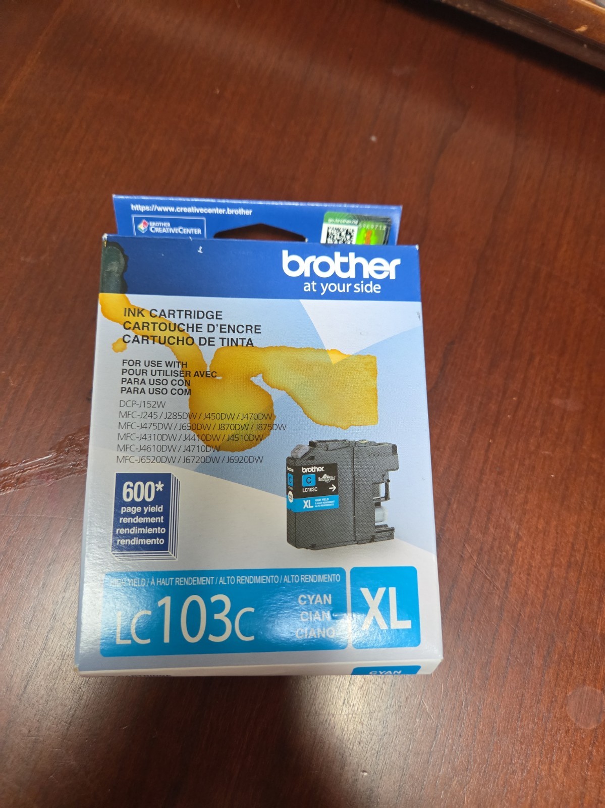 Brother LC103C XL High-Yield Ink Cartridge - Cyan expires  01/2028