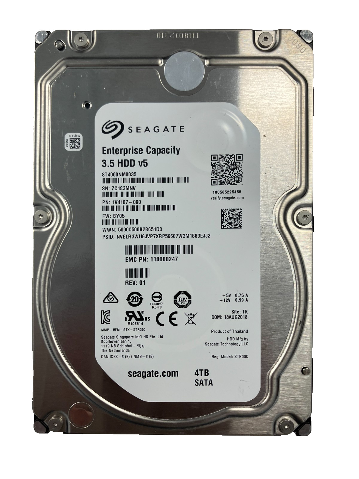 Seagate ST4000NM0035 HDD 4TB SATA 6Gb/s 7.2K 3.5" 512 b/s