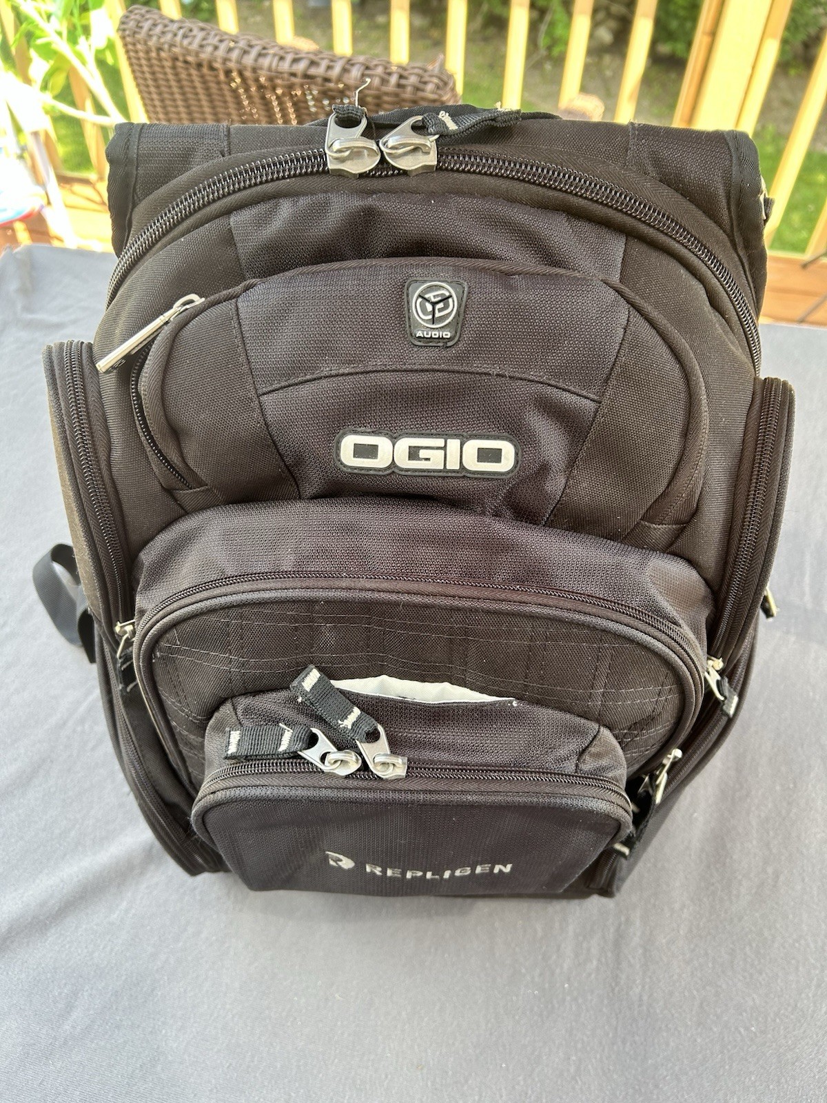 OGIO Mastermind Backpack Black Laptop Travel Tech Bag Repligen Logo