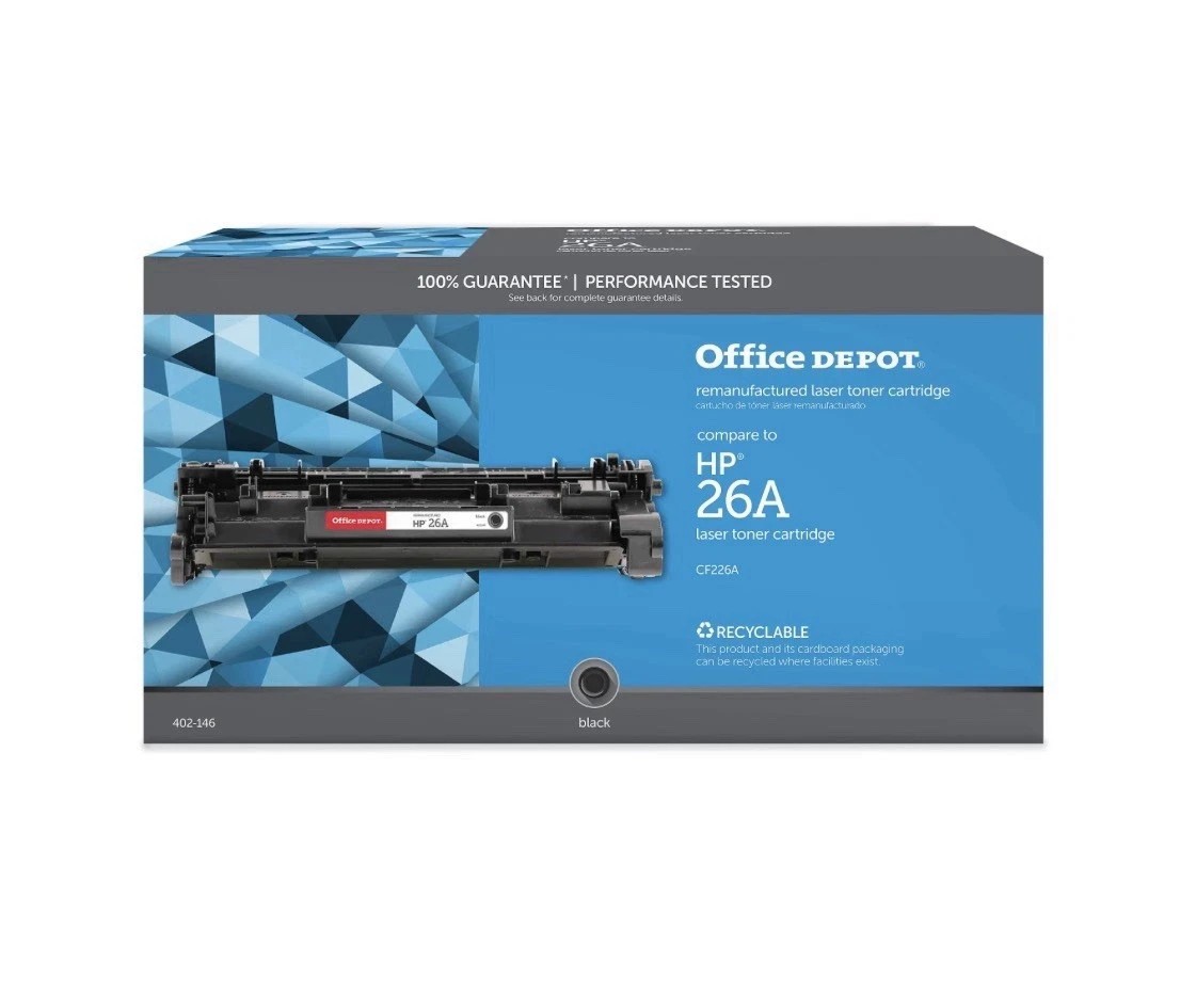 Office Depot Reman Toner Cartridge Replaces HP 26A, Black