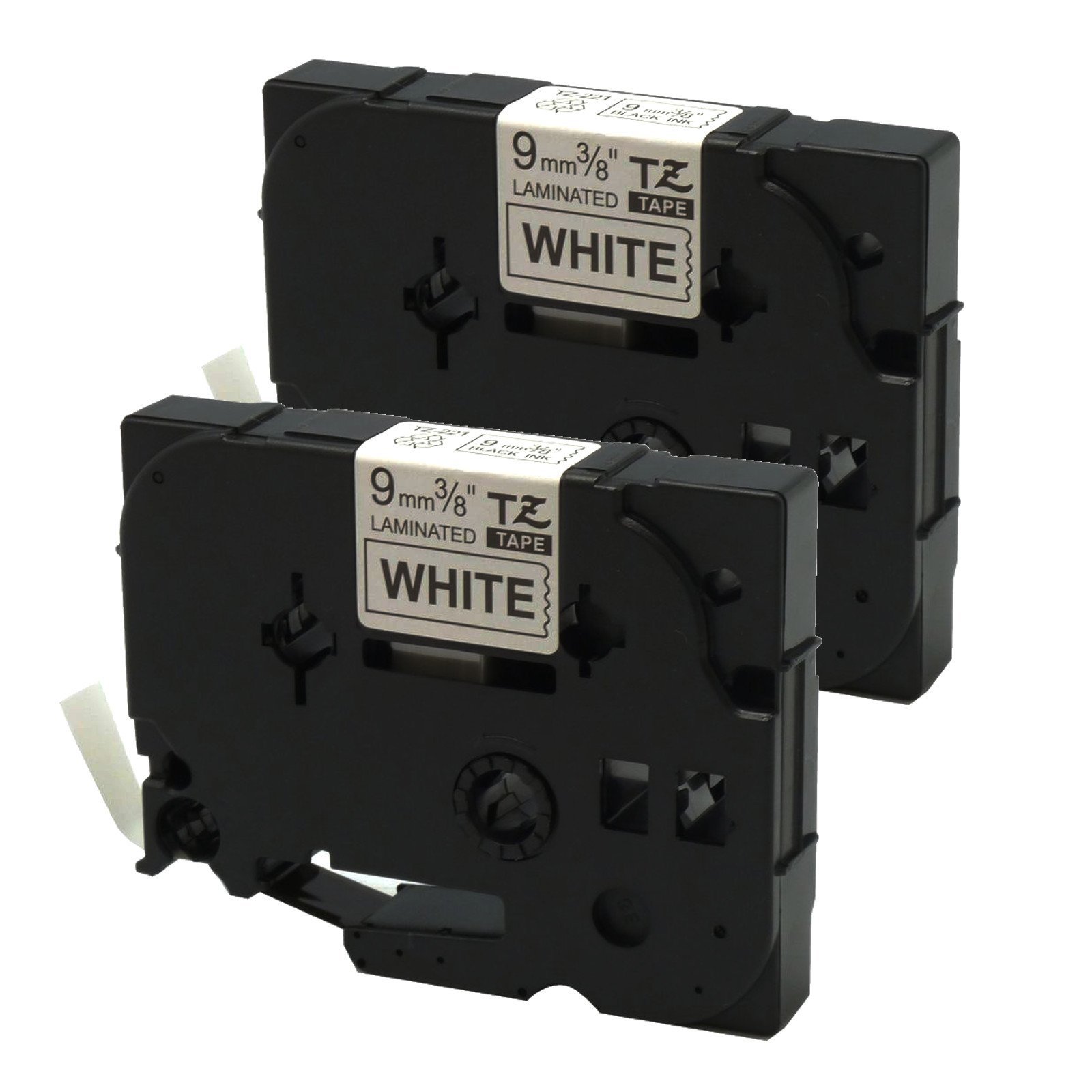2PK Black on White Label Tape For  TZe-221 TZ-221 PT-1290 P-touch 9mm 8m