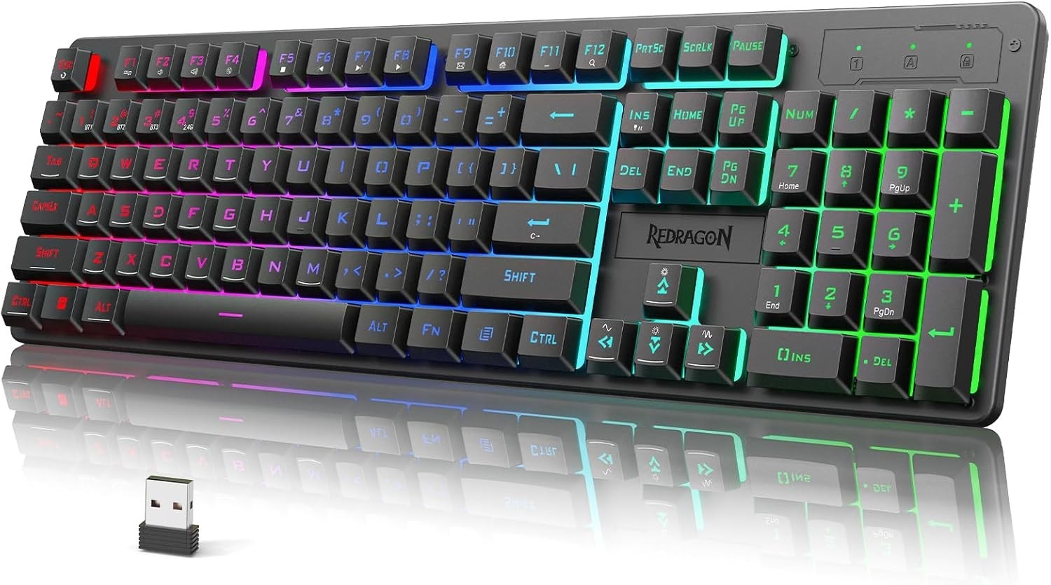 Programmable K521KS Wireless Keyboard - RGB Backlit, 12 Multimedia Keys