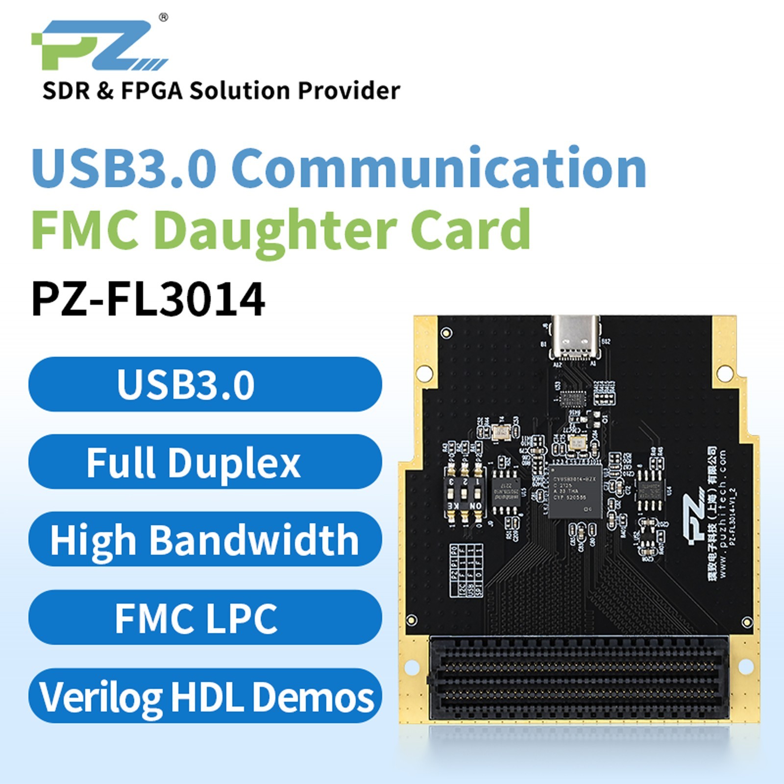 Puzhi FMC Card USB3.0 CYUSB3014 3.2Gb Type-C Expansion Module Limit Speed 3.2Gb