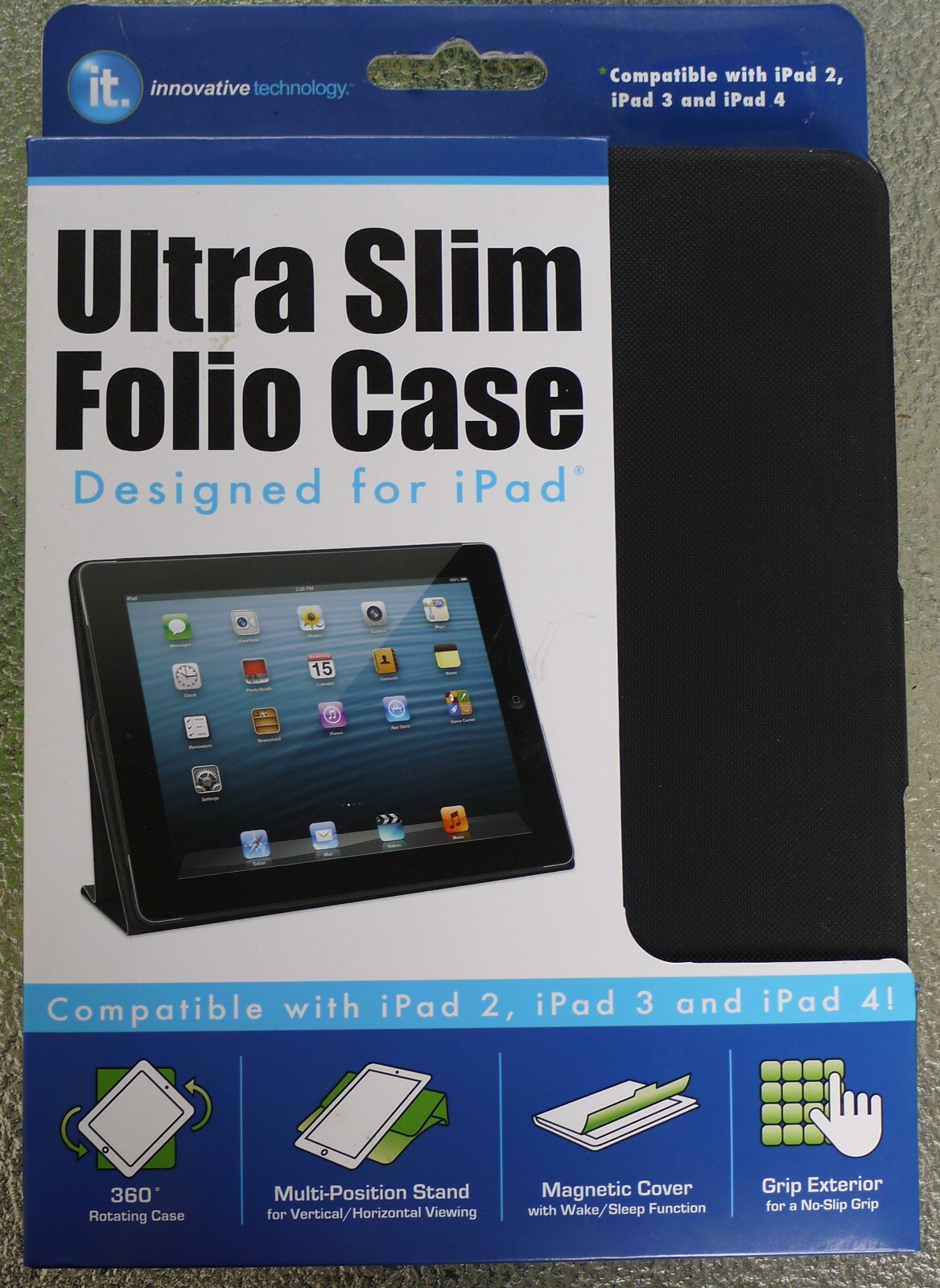 IT Innovative Technology Ultra Slim Folio Case Designed For iPad 2 3 4 Black