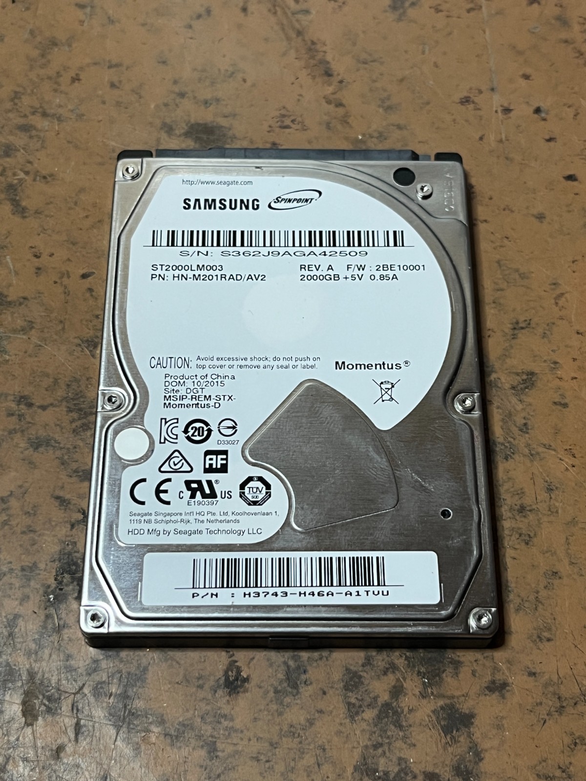 SEAGATE 2Tb 2.5" LAPTOP HDD HARD DRIVE ST2000LM003 HN-M201RAD/RS2 5400RPM
