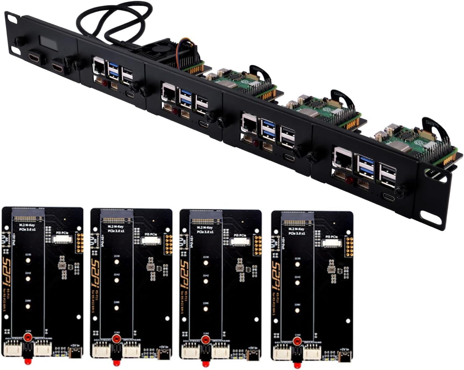 GeeekPi 19 inch 1U Rack Mount for Raspberry Pi 5, x 19 inches x 24 