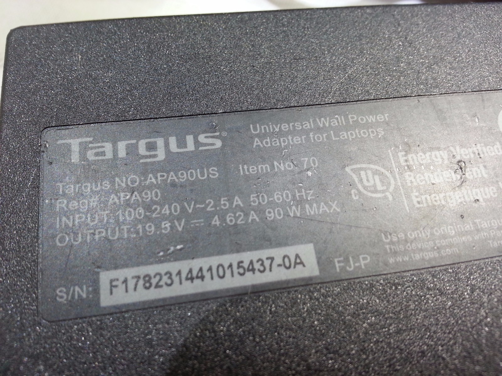 Targus 90W AC Notebook Power Adapter Multi Laptops Charger APA90US not tips