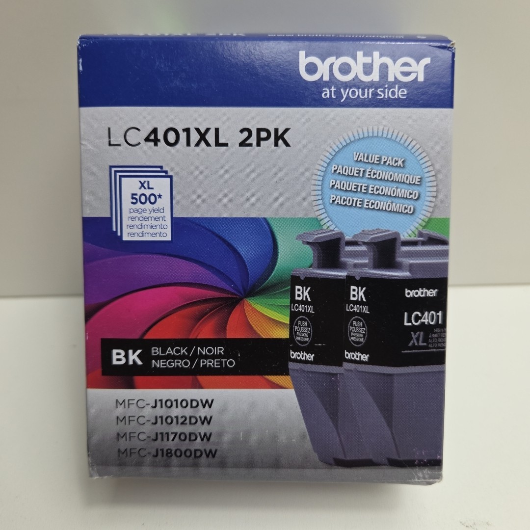 NEW OEM - BROTHER LC401XL 2PK BLACK Ink Cartridges - Sealed In Box 2027