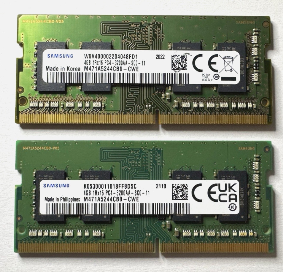 Samsung 8GB (2x4GB) DDR4 3200MHz SODIMM Laptop RAM Memory
