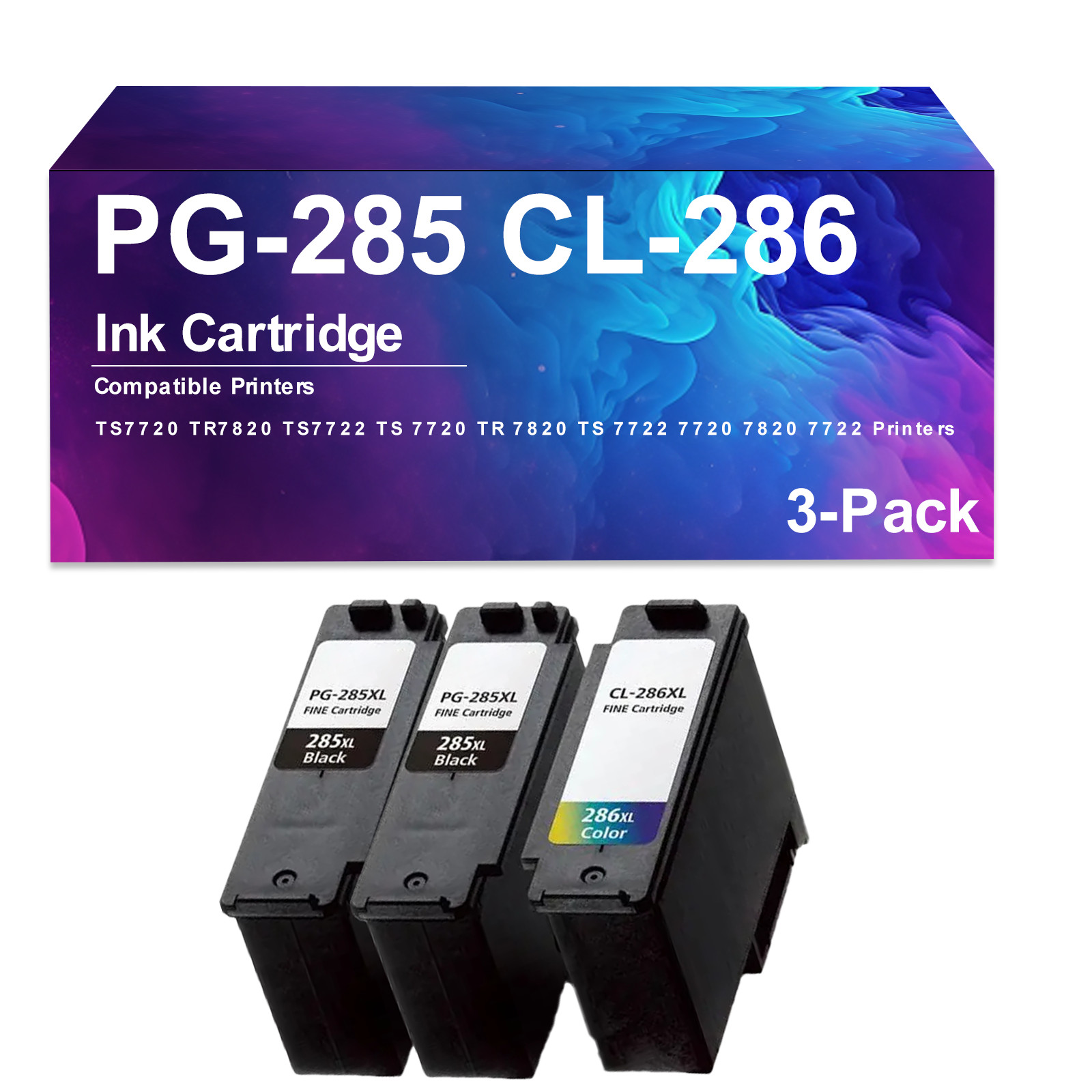 PG-285 CL-286 3 Pack Ink Cartridge for TS7720 TR7820 TS7722 TS 7720 TR 7820