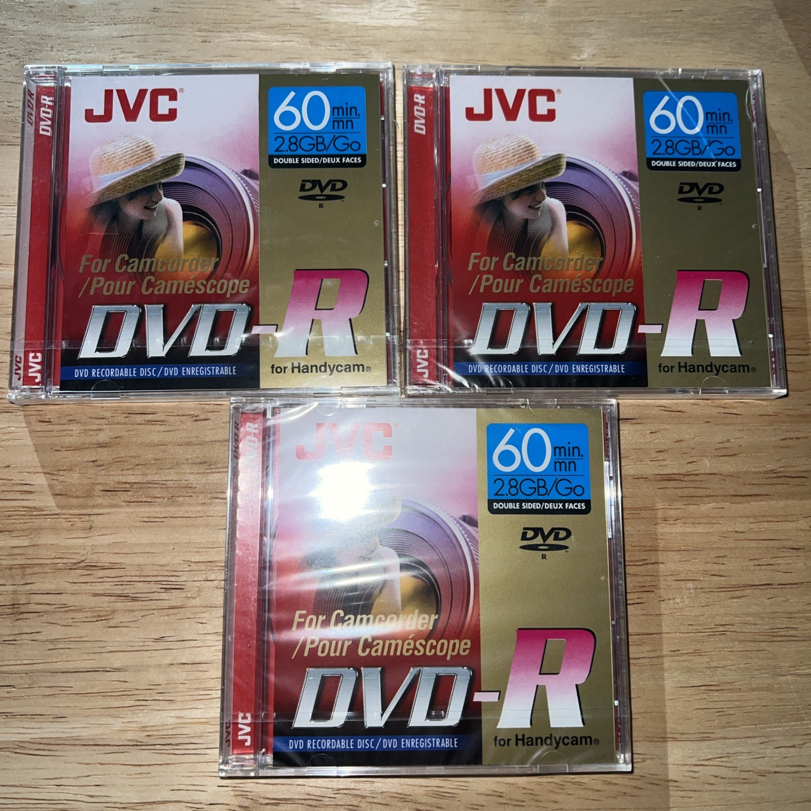 3-pack JVC DVD-R for Handycam 60min 2.8 GB For Sony Camcorders