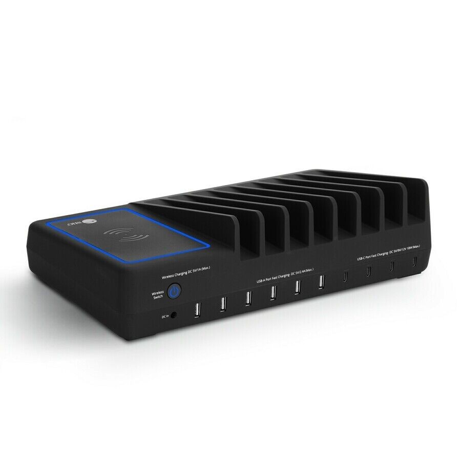 SIIG AC-PW1R11-S1 10-Port USB-A/C & Wireless Charging Station - 150W