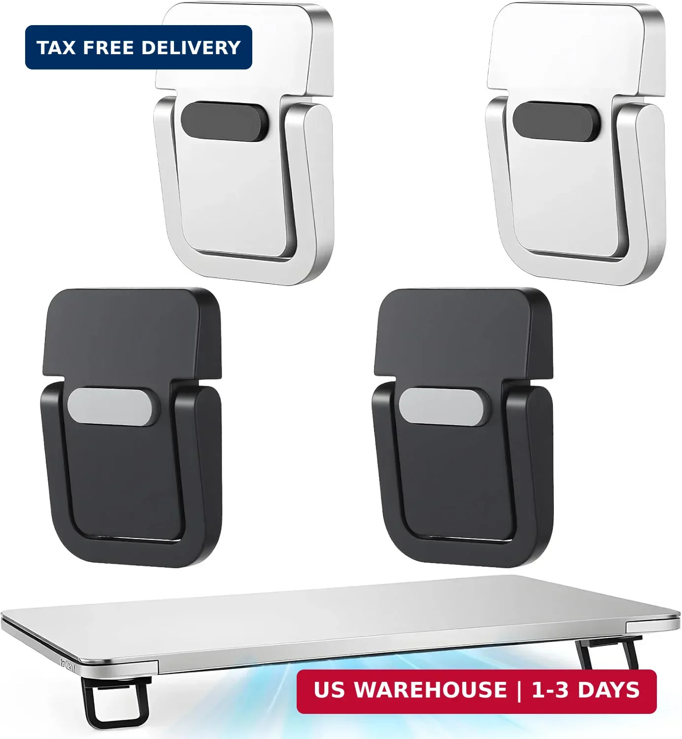 4pcs Portable Keyboard Riser, Mini Foldable Laptop Stand for Desk Self-Adhesive