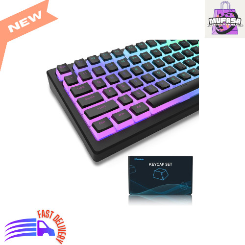 Pudding PBT Shine Through Keycaps 165 Keys Set for RGB Gaming Keyboards, Black
