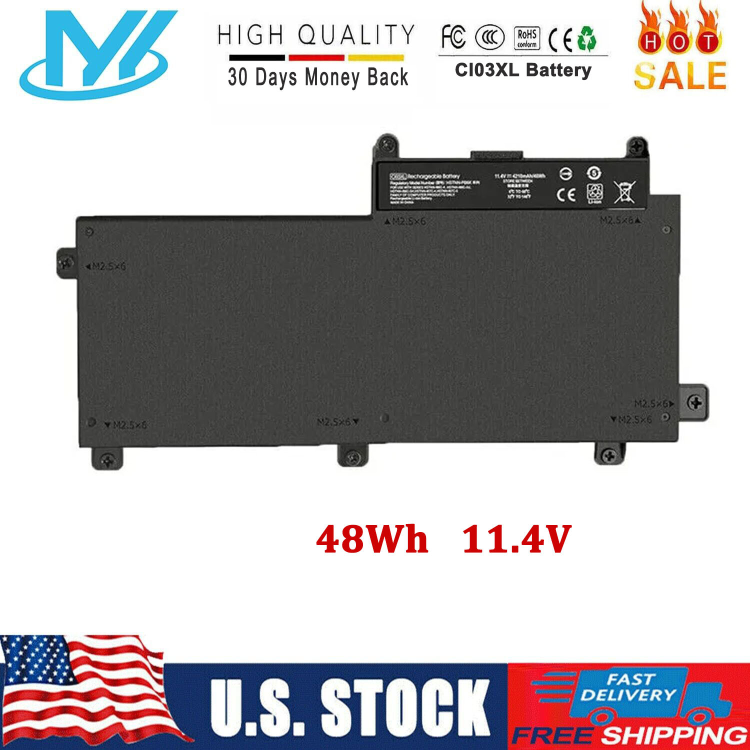 Lot 10 Battery CI03XL For HP ProBook 640 650 645 655 G2 G3 HSTNN-UB6Q 801554-001