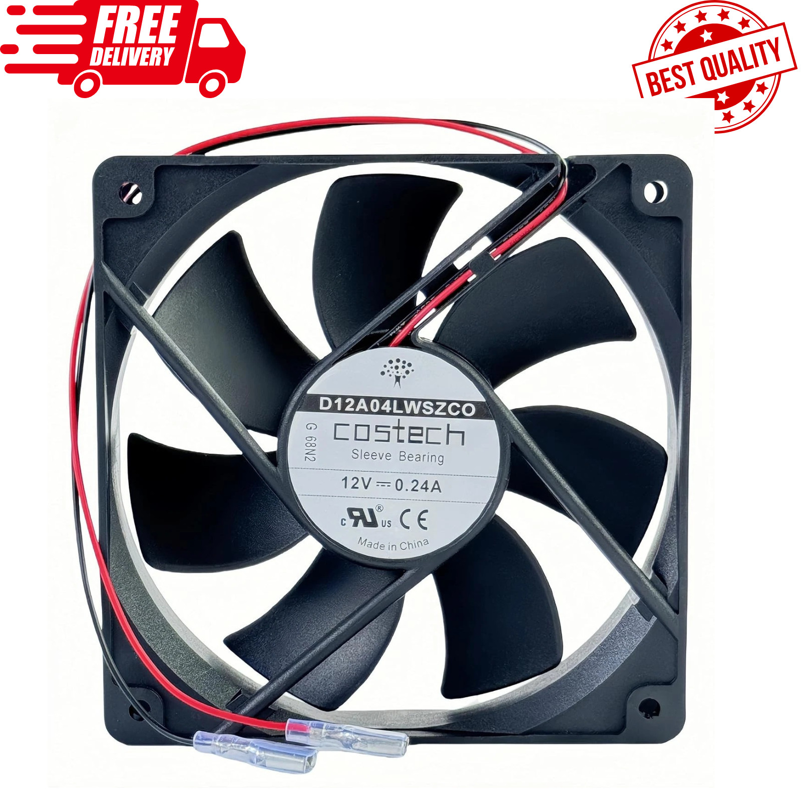 for COSTECH D12A04LWSZC0 Cooling Fan 12V 0.24A 12025 120x120x25mm 2-Wire Cool...