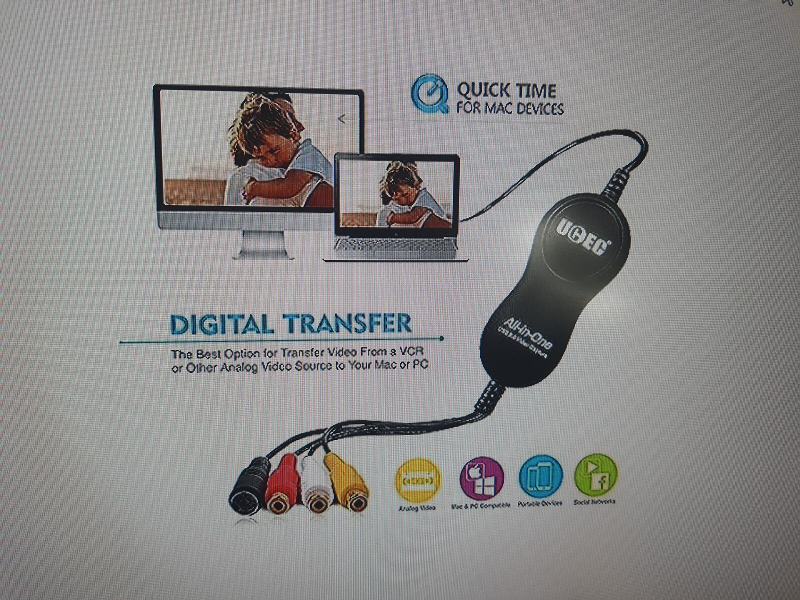UCEC USB 2.0 Dispositivo de tarjeta de captura de vídeo VHS VCR Convertidor