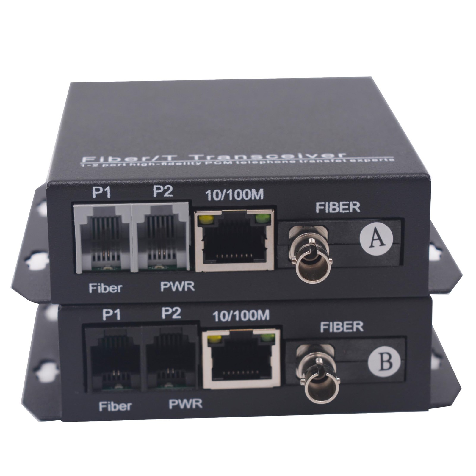 Wekuant 2 POTS Telephone and 10/100M Ethernet Over Fiber Optic Extender Black