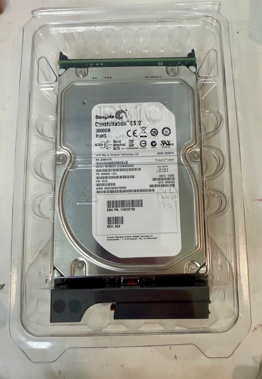 005049278 EMC 3TB 7.2K 5.25" 6GB/s ROHS SAS HDD IN SLED V3-VS07-030, 118032759 