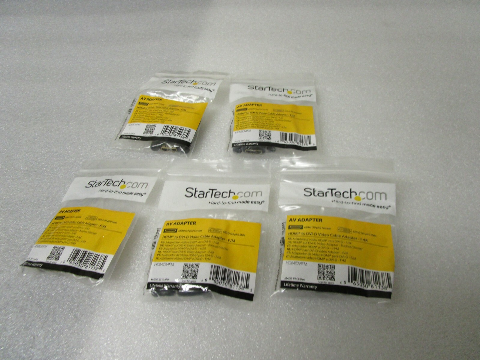 Qty Lot (5) New StarTech HDMI to DVI-D Video Cable Adapter - F/M  - HDMIDVIFM 