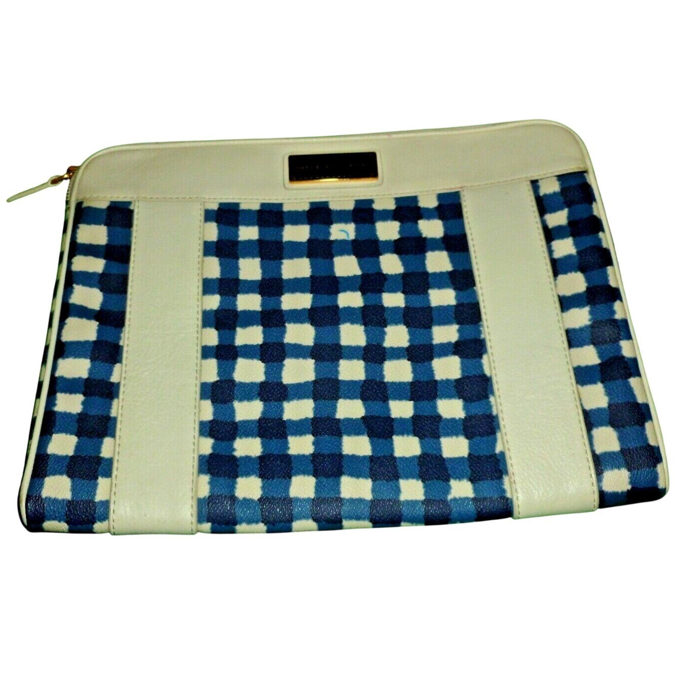 Marc by Marc Jacobs Blue White Gingham Checkered Laptop Sleeve Pouch Bag