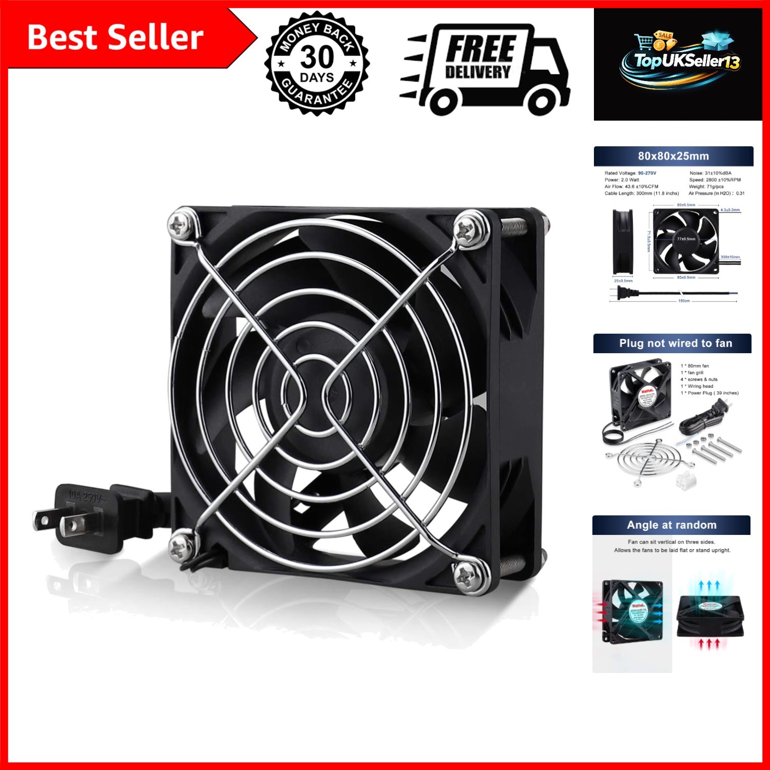 80mm EC Axial Fan AC 110V 120V Brushless Cooling Fan 80mm x 25mm