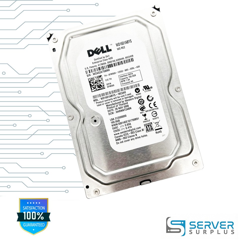 Dell RE2 160GB SATA 7.2K RPM 3.5 in Enterprise HDD | 0FM569 | WD1601ABYS | FM569