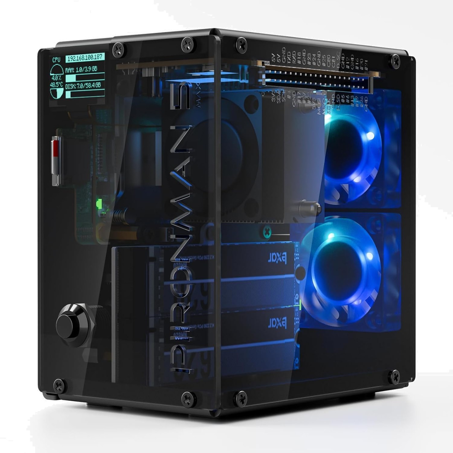 Pironman 5-MAX:  Raspberry Pi 5 Case with Dual NVMe & RAID Support