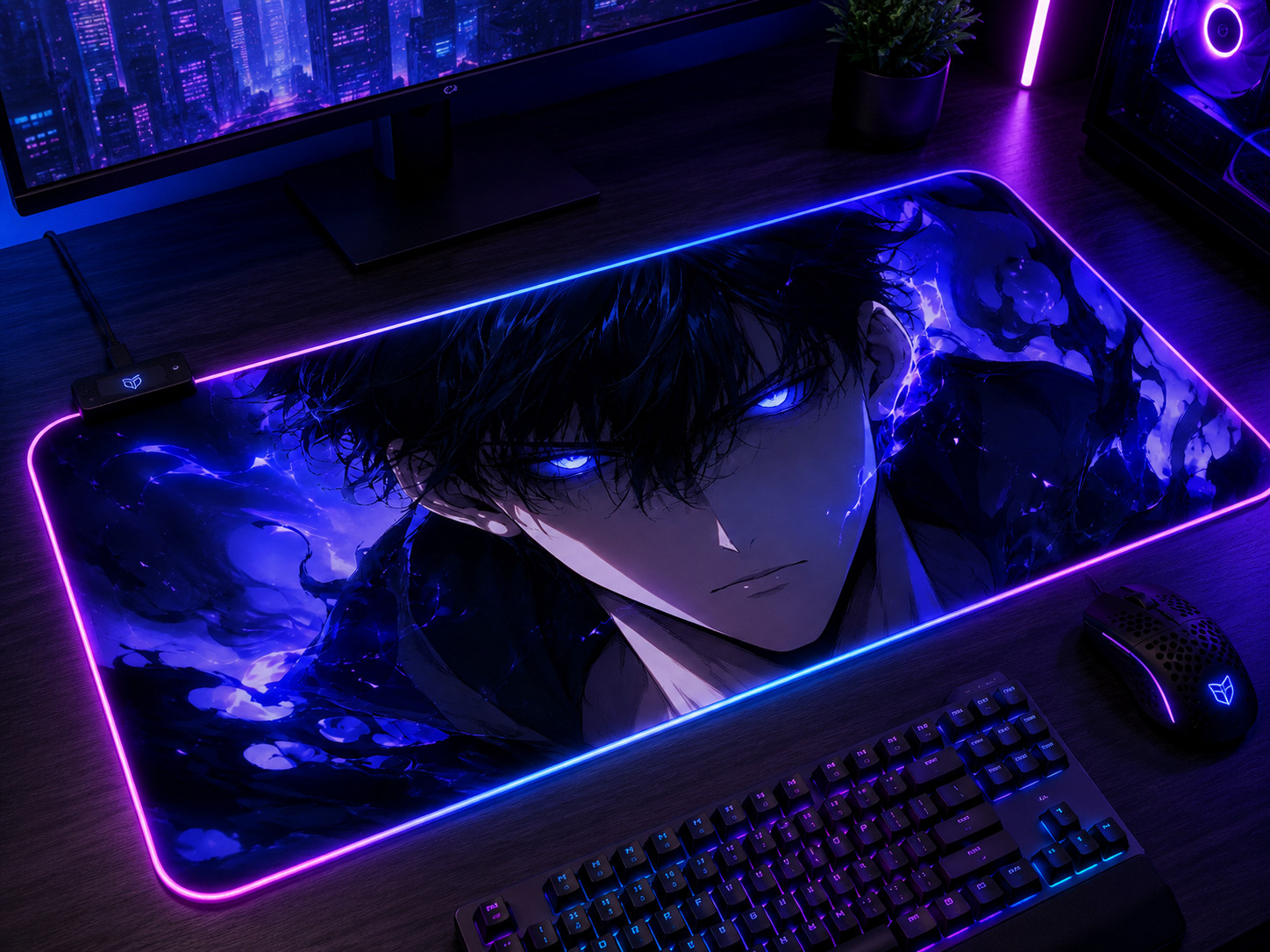 🔥 Solo Leveling XXL RGB Gaming Mouse Pad - Sung Jinwoo & Shadow Monarch 🖱️