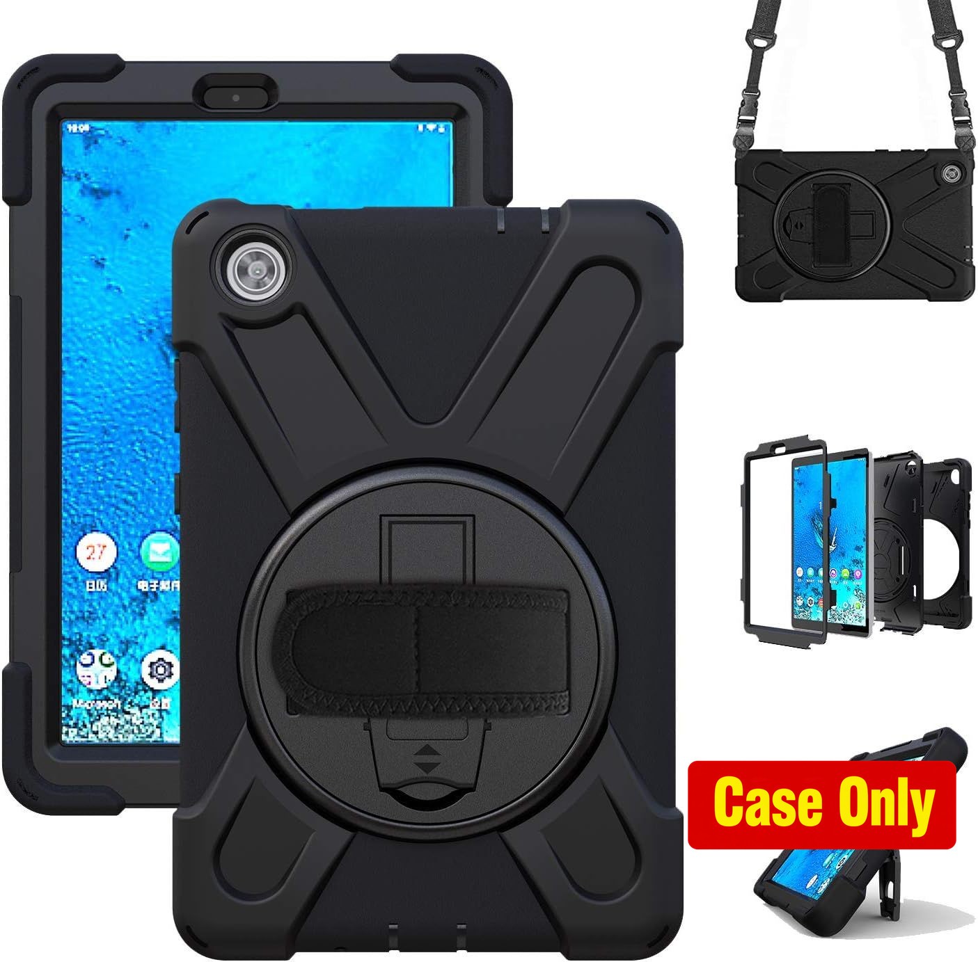 Rugged Heavy Duty Case with Strap for Lenovo Tab M8 3rd Gen 2021 TB-8506F