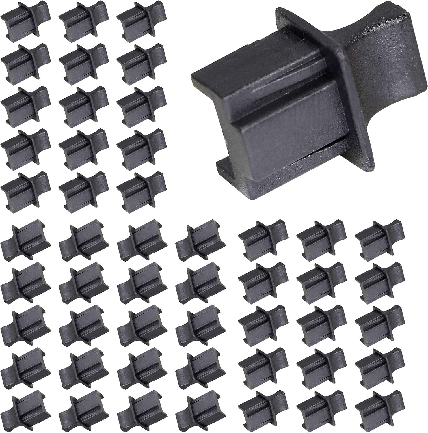 50PCS RJ45 Anti Dust Cover Cap Protector Protects Ethernet Hub Port by (Black-L