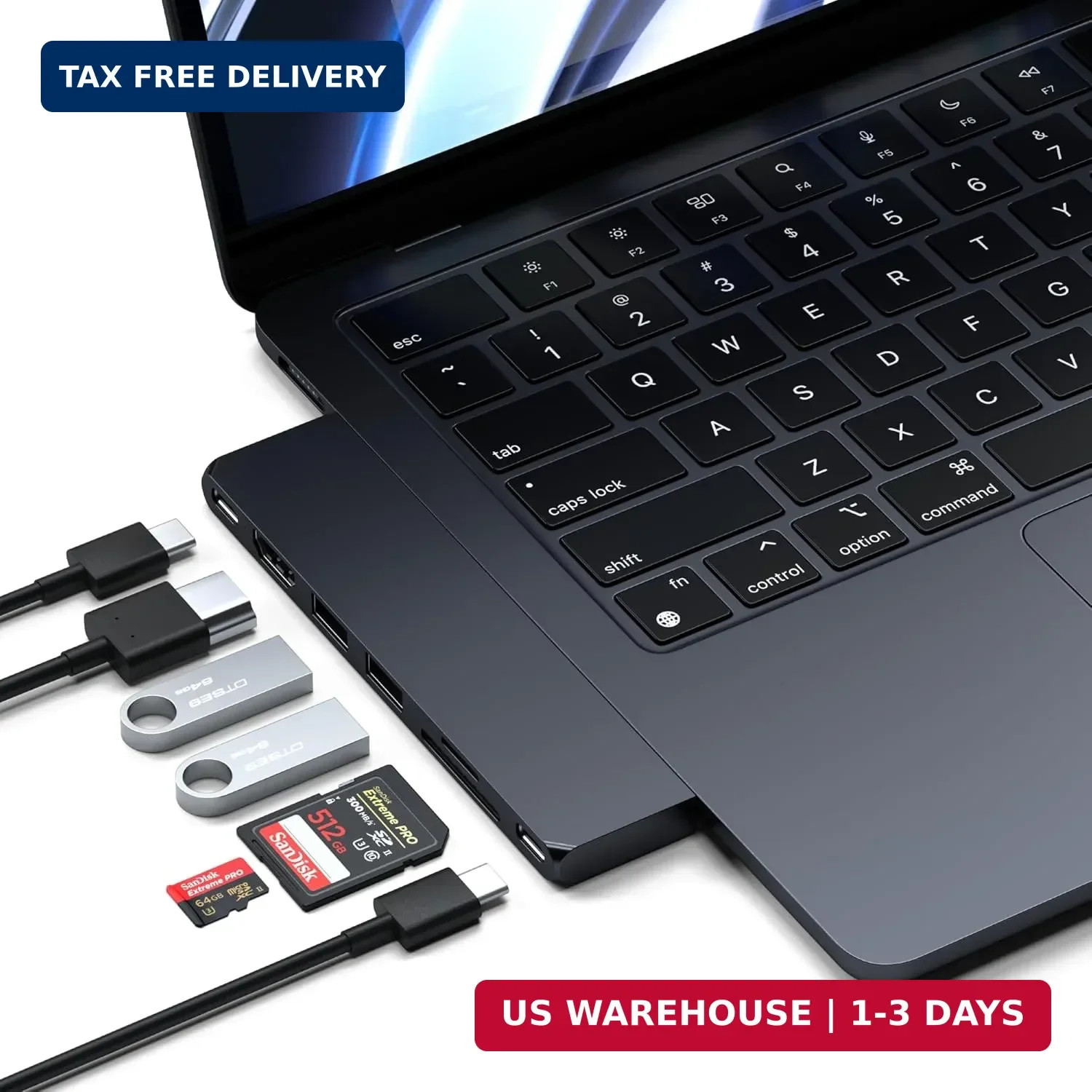 Satechi 7-in-1 USB-C Hub Pro Slim, 100W Charging, 4K HDMI, USB4, Midnight