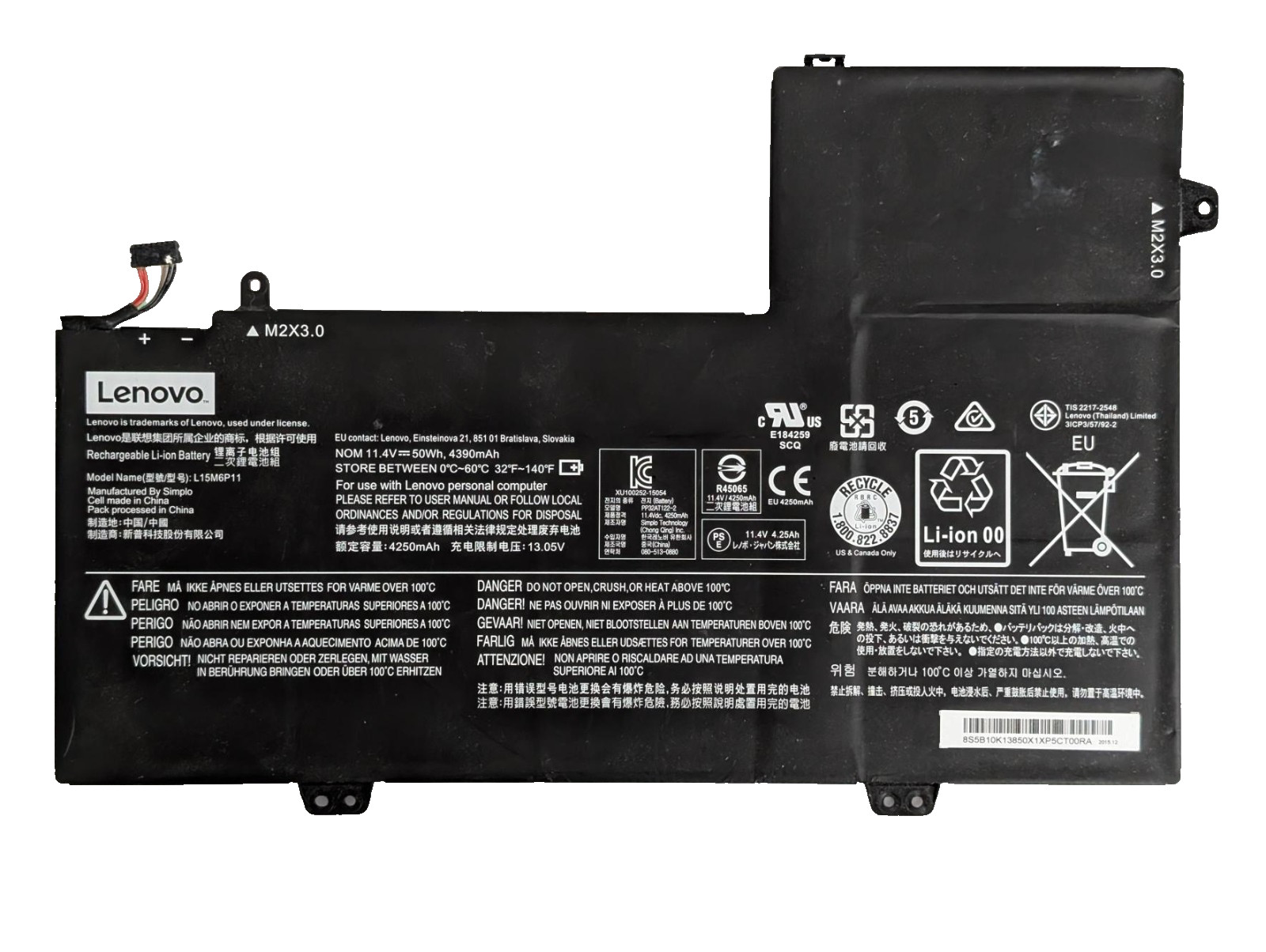 Genuine OEM Lenovo L15M6P11 Laptop Battery 11.4V 50Wh 4390mAh Ideapad 700S