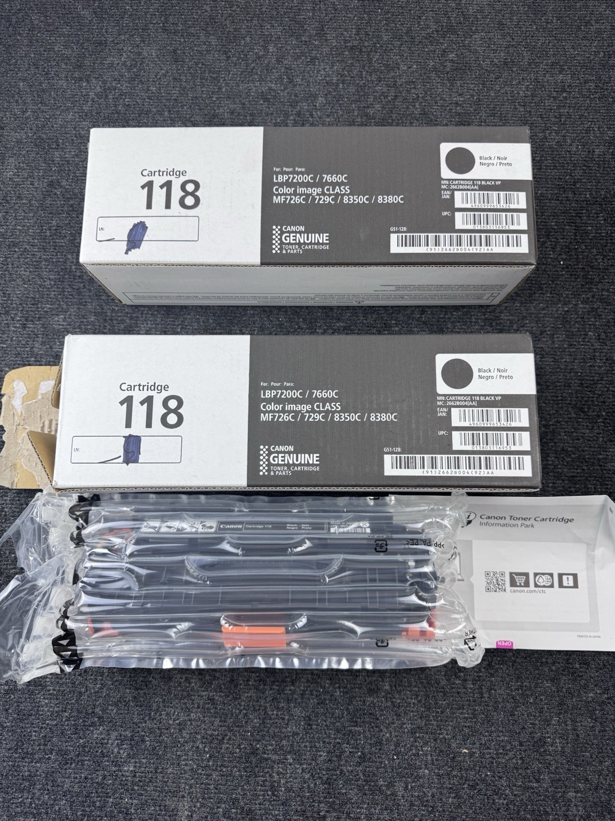 Canon 118 Black Toner Cartridge 2-Pack Genuine OEM 2662B004AA Open Box New