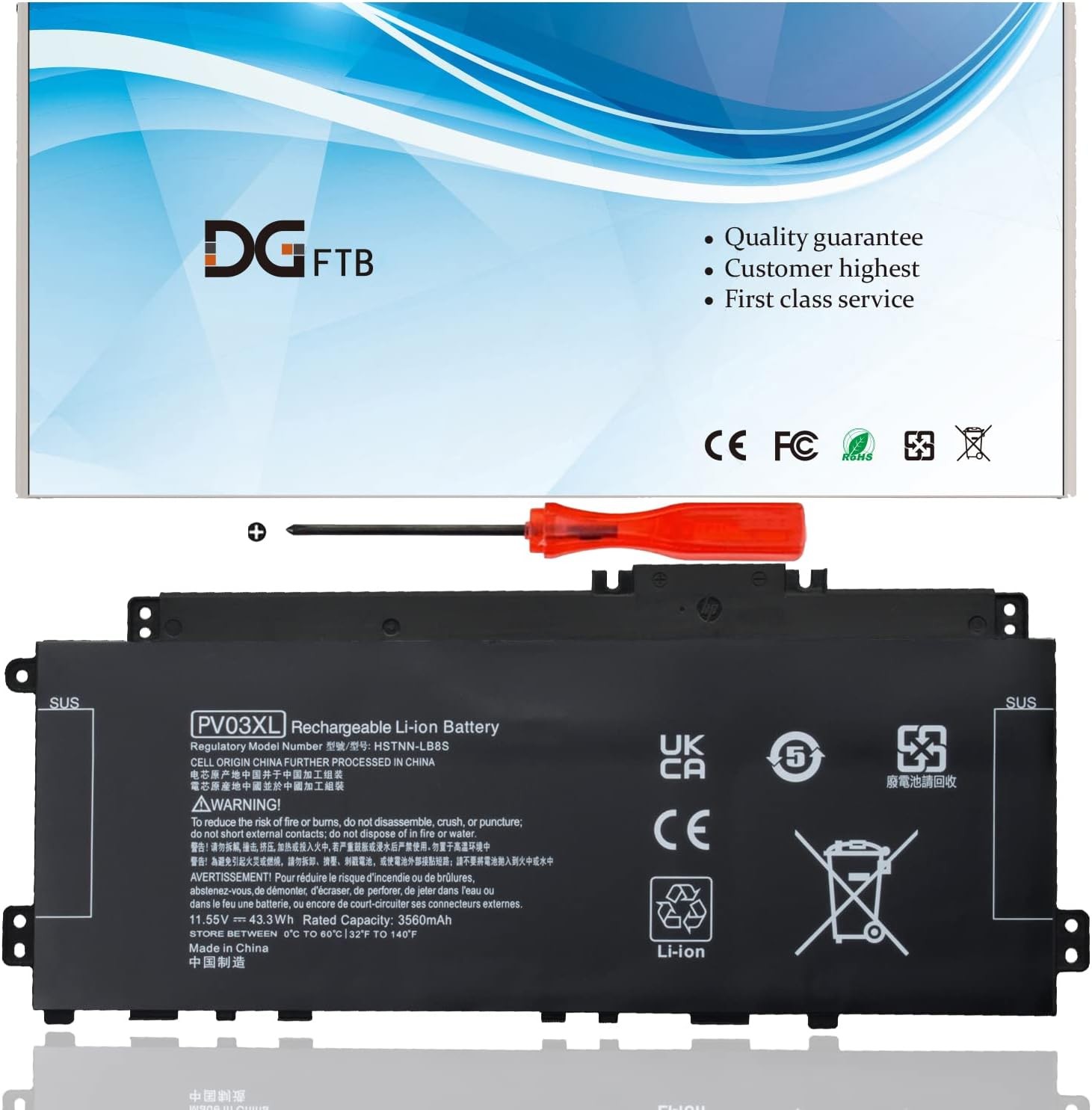 PV03XL PP03XL 43.3Wh Laptop Battery for HP Pavilion x360 13 BB 14 DV 14M DW 14