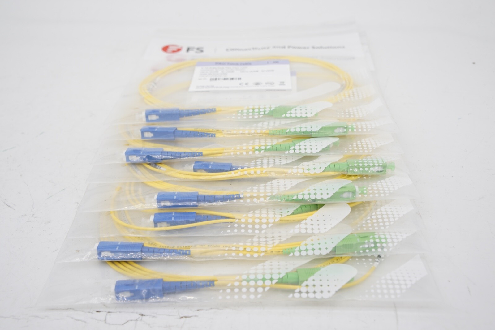 8 Pack 2m SC UPC - SC APC Simplex OS2 OFNR 2.0mm Fiber Optic Patch Cables 96014
