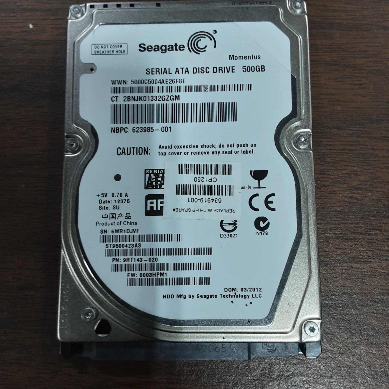 Seagate Momentus 500GB 2.5" SATA II 7200RPM 16MB HDD ST9500423AS