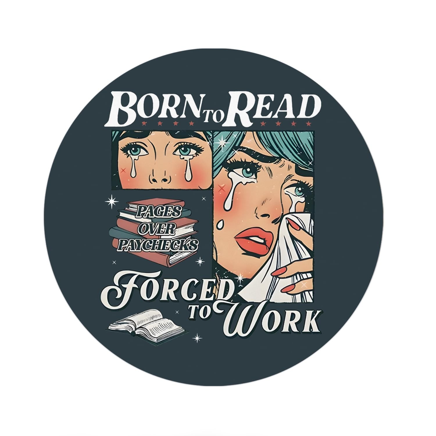 Book Lover Gifts, Born to Read Mouse Pads for Work, Small Round Mouse Pads fo...