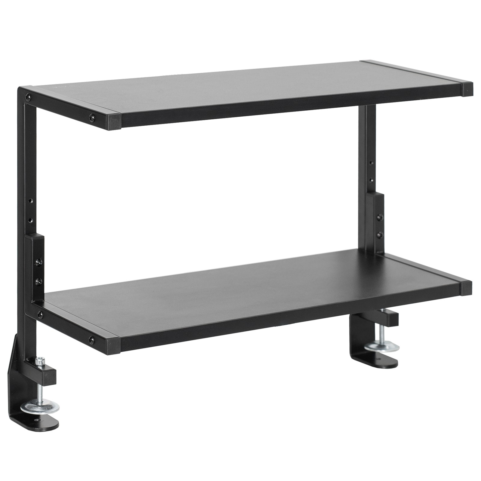 VIVO Black Clamp-on 24" Above or Below Desk 2-Tier Shelving Unit, Desk Organizer