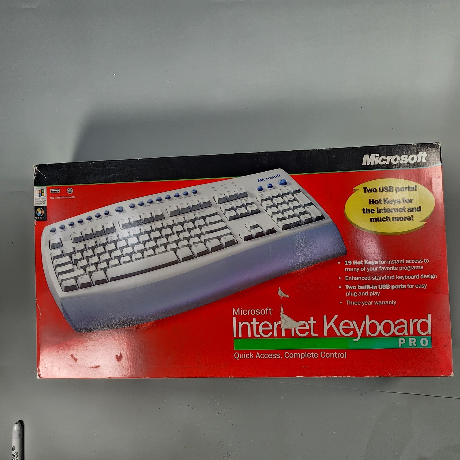 Vtg Microsoft Internet Keyboard Pro Mock-Up Sample New Open Box w/ CD PS/2 USB