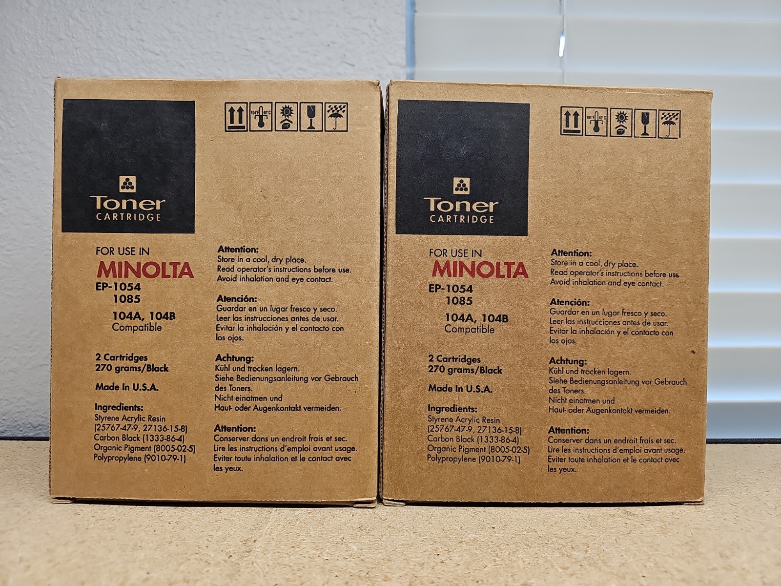 2 Boxes Minolta Toners - for EP-1054 EP-1085 NEW Each Box 2 Cartridges 104a 104b